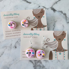 Load image into Gallery viewer, Pink Donut with Sprinkles Earrings

