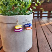 Load image into Gallery viewer, Stack of Books - Mismatched Dangle Earrings
